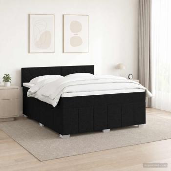 ARDEBO.de - Boxspringbett mit Matratze Schwarz 140 x 200 cm Stoff