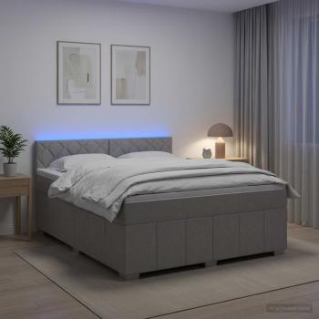ARDEBO.de - Boxspringbett mit Matratze Hellgrau 160 x 200 cm Stoff