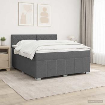 ARDEBO.de - Boxspringbett mit Matratze Dunkelgrau 160 x 200 cm Stoff