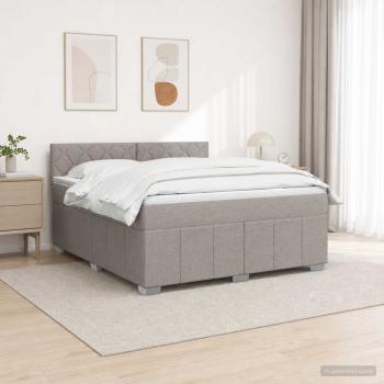 ARDEBO.de - Boxspringbett mit Matratze Taupe 180 x 200 cm Stoff