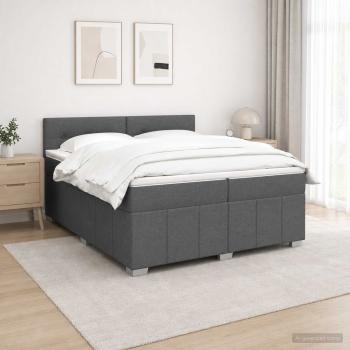 ARDEBO.de - Boxspringbett mit Matratze Dunkelgrau 200 x 200 cm Stoff