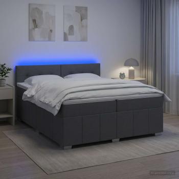 Boxspringbett mit Matratze Dunkelgrau 200 x 200 cm Stoff