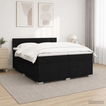 ARDEBO.de - Boxspringbett mit Matratze Schwarz 200 x 200 cm Stoff