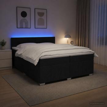 Boxspringbett mit Matratze Schwarz 200 x 200 cm Stoff