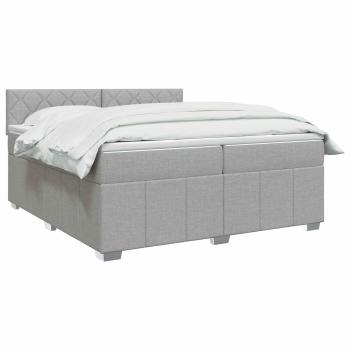 Boxspringbett mit Matratze Hellgrau 200 x 200 cm Stoff