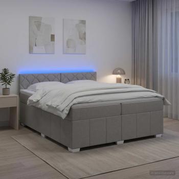 Boxspringbett mit Matratze Hellgrau 200 x 200 cm Stoff