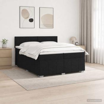 ARDEBO.de - Boxspringbett mit Matratze Schwarz 200 x 200 cm Stoff