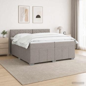 ARDEBO.de - Boxspringbett mit Matratze Taupe 200 x 200 cm Stoff