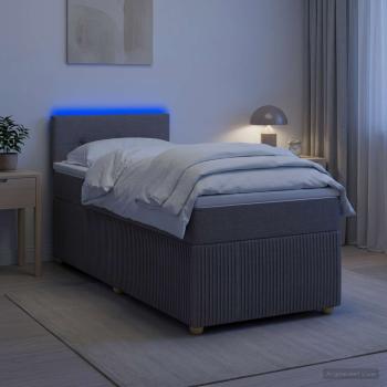 ARDEBO.de - Boxspringbett mit Matratze mit Kopfteil Taupe 80 x 200 cm Stoff