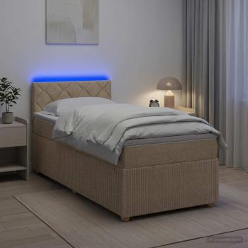 Boxspringbett mit Matratze Creme 100 x 200 cm Stoff