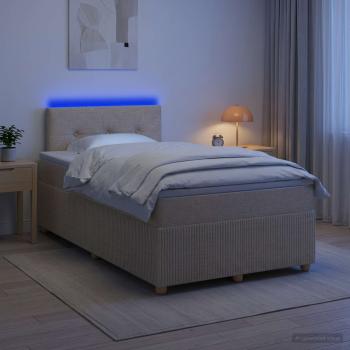 ARDEBO.de - Boxspringbett mit Matratze Creme 120 x 190 cm Stoff