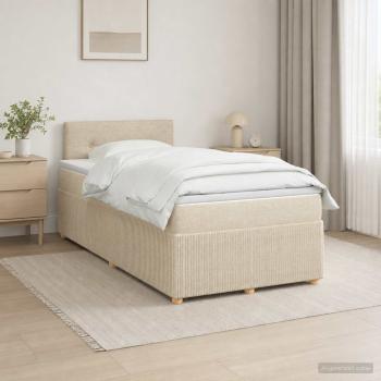 Boxspringbett mit Matratze Creme 120 x 190 cm Stoff