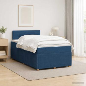 Boxspringbett mit Matratze mit Kopfteil Blau 120 x 190 cm Stoff