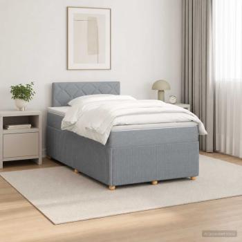 ARDEBO.de - Boxspringbett mit Matratze Hellgrau 120 x 190 cm Stoff