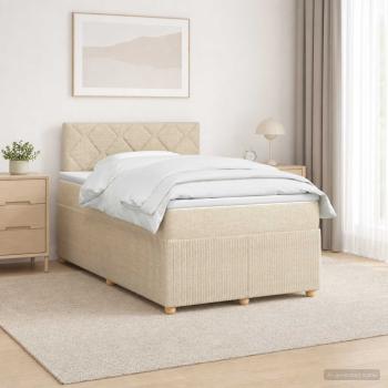 Boxspringbett mit Matratze Creme 120 x 190 cm Stoff