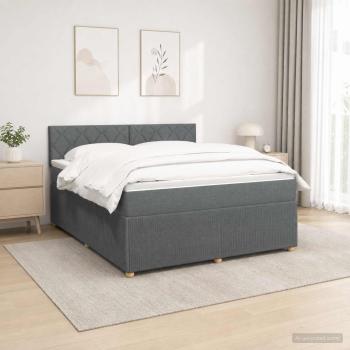 ARDEBO.de - Boxspringbett mit Matratze Dunkelgrau 140 x 190 cm Stoff