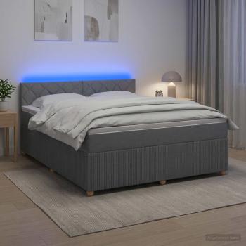 ARDEBO.de - Boxspringbett mit Matratze Hellgrau 180 x 200 cm Stoff