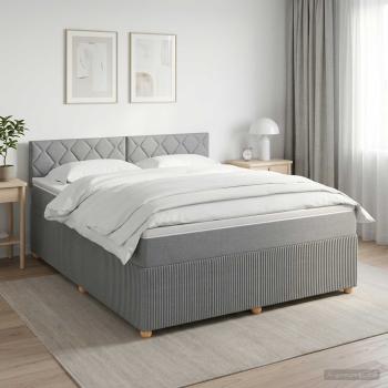 Boxspringbett mit Matratze Hellgrau 180 x 200 cm Stoff