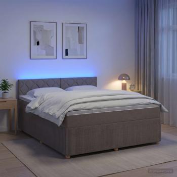 ARDEBO.de - Boxspringbett mit Matratze Taupe 180 x 200 cm Stoff