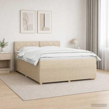 ARDEBO.de - Boxspringbett mit Matratze Creme 180 x 200 cm Stoff