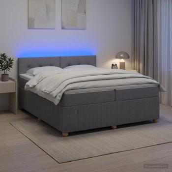 ARDEBO.de - Boxspringbett mit Matratze Hellgrau 200 x 200 cm Stoff