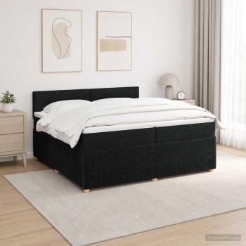ARDEBO.de - Boxspringbett mit Matratze Schwarz 200 x 200 cm Stoff
