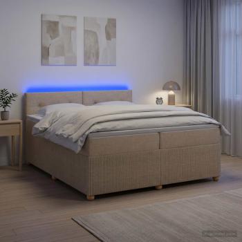 ARDEBO.de - Boxspringbett mit Matratze Creme 200 x 200 cm Stoff