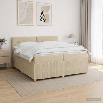 Boxspringbett mit Matratze Creme 200 x 200 cm Stoff