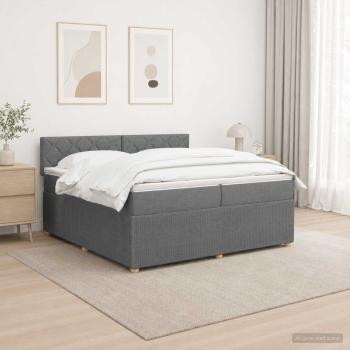ARDEBO.de - Boxspringbett mit Matratze Dunkelgrau 200 x 200 cm Stoff