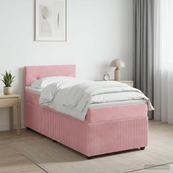 Boxspringbett mit Matratze mit Kopfteil Rosa 80 x 200 cm Samt