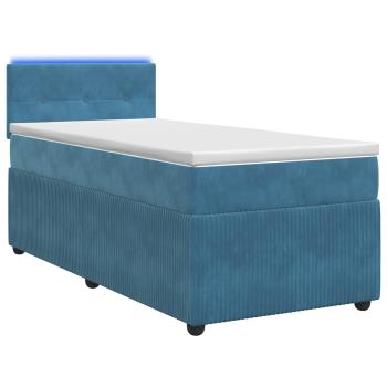 Boxspringbett mit Matratze mit Kopfteil Blau 100 x 200 cm Samt