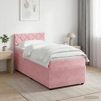 ARDEBO.de - Boxspringbett mit Matratze mit Kopfteil Rosa 100 x 200 cm Samt