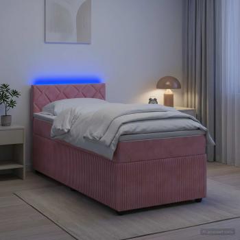 Boxspringbett mit Matratze mit Kopfteil Rosa 100 x 200 cm Samt