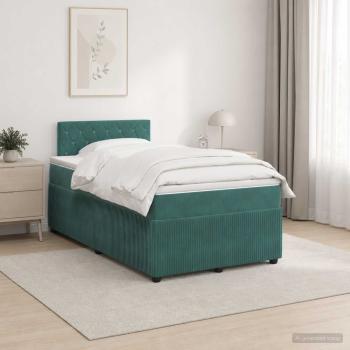 Boxspringbett mit Matratze Dunkelgrün 120 x 190 cm Samt