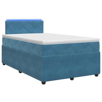 Boxspringbett mit Matratze mit Kopfteil Blau 120 x 190 cm Samt