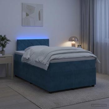 Boxspringbett mit Matratze mit Kopfteil Blau 120 x 200 cm Samt