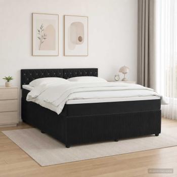ARDEBO.de - Boxspringbett mit Matratze Schwarz 140 x 190 cm Samt