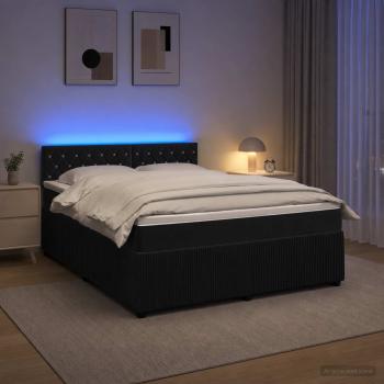 Boxspringbett mit Matratze Schwarz 140 x 190 cm Samt