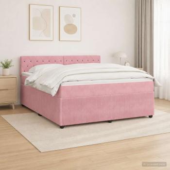 ARDEBO.de - Boxspringbett mit Matratze mit Kopfteil Rosa 160 x 200 cm Samt