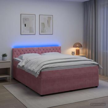Boxspringbett mit Matratze mit Kopfteil Rosa 160 x 200 cm Samt