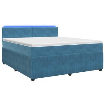 Boxspringbett mit Matratze mit Kopfteil Blau 160 x 200 cm Samt