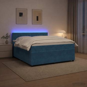ARDEBO.de - Boxspringbett mit Matratze mit Kopfteil Blau 180 x 200 cm Samt