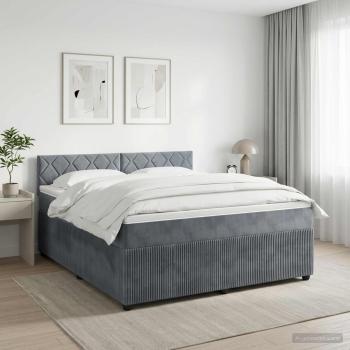 ARDEBO.de - Boxspringbett mit Matratze Dunkelgrau 180 x 200 cm Samt