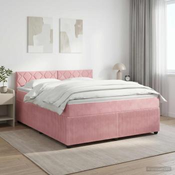 ARDEBO.de - Boxspringbett mit Matratze mit Kopfteil Rosa 180 x 200 cm Samt