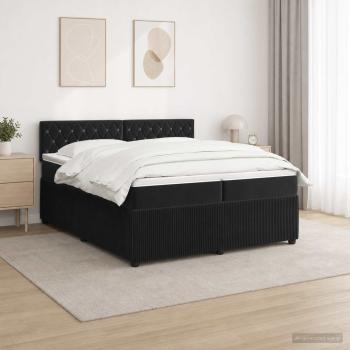 ARDEBO.de - Boxspringbett mit Matratze Schwarz 200 x 200 cm Samt