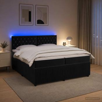 Boxspringbett mit Matratze Schwarz 200 x 200 cm Samt
