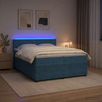ARDEBO.de - Boxspringbett mit Matratze mit Kopfteil Blau 200 x 200 cm Samt