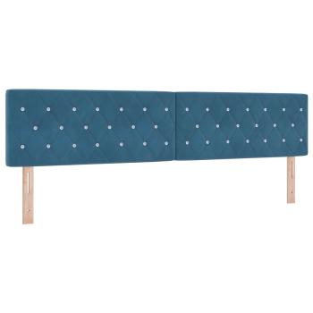 Boxspringbett mit Matratze mit Kopfteil Blau 200 x 200 cm Samt