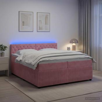 ARDEBO.de - Boxspringbett mit Matratze mit Kopfteil Rosa 200 x 200 cm Samt