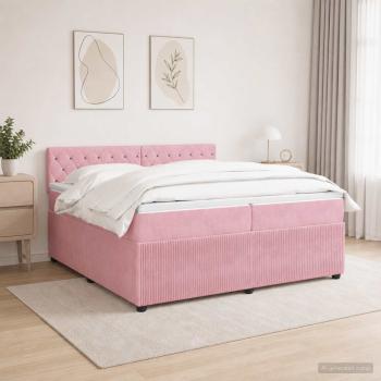 Boxspringbett mit Matratze mit Kopfteil Rosa 200 x 200 cm Samt